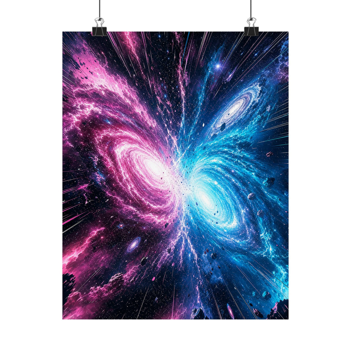Cosmic Battle Between Galaxies - Anime Manga Art Print (Matte Poster) - Moikas
