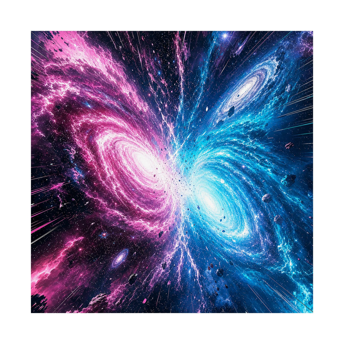 Cosmic Battle Between Galaxies - Anime Manga Art Print (Matte Poster) - Moikas
