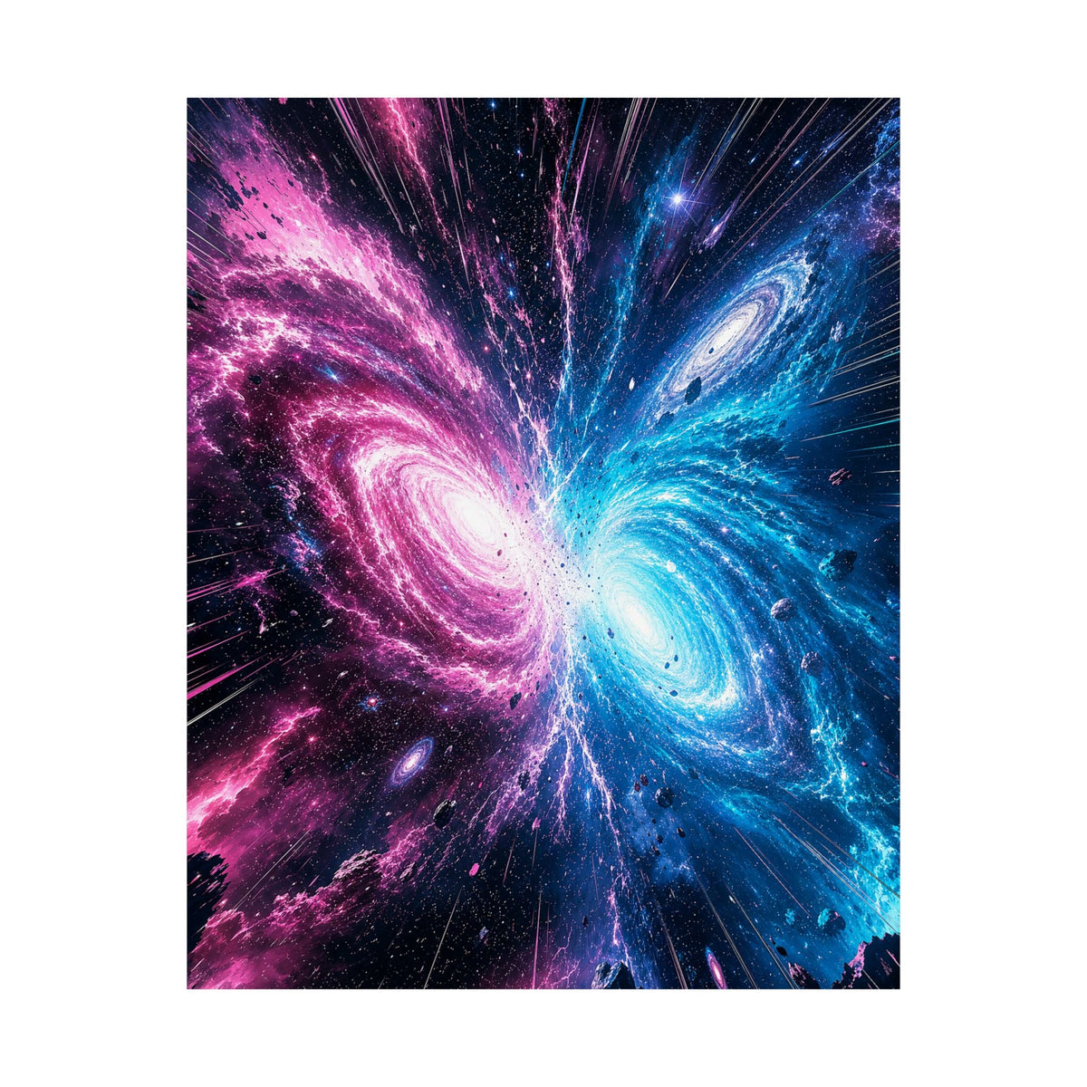 Cosmic Battle Between Galaxies - Anime Manga Art Print (Matte Poster) - Moikas