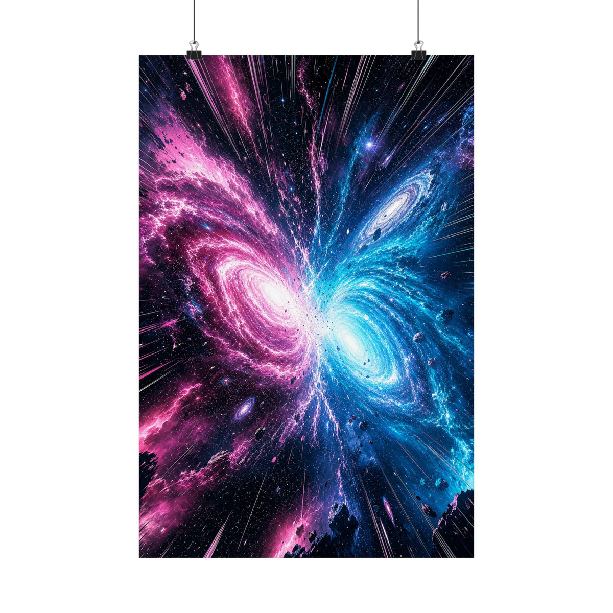 Cosmic Battle Between Galaxies - Anime Manga Art Print (Matte Poster) - Moikas