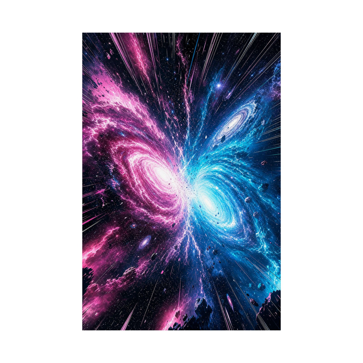 Cosmic Battle Between Galaxies - Anime Manga Art Print (Matte Poster) - Moikas