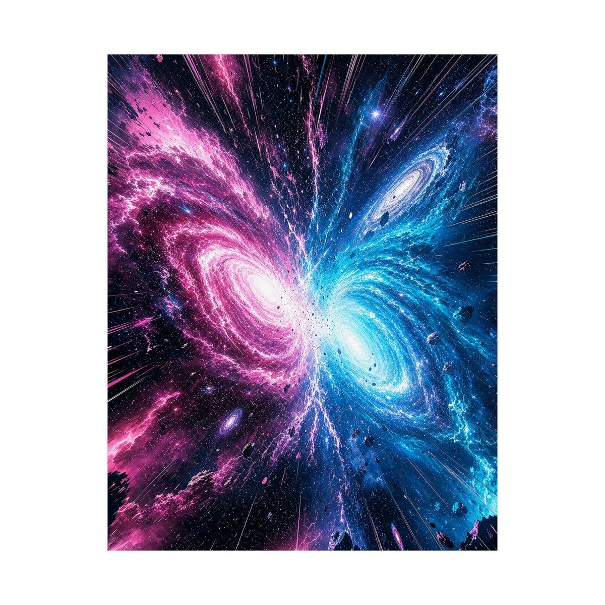 Cosmic Battle Between Galaxies - Anime Manga Art Print (Matte Poster) - Moikas