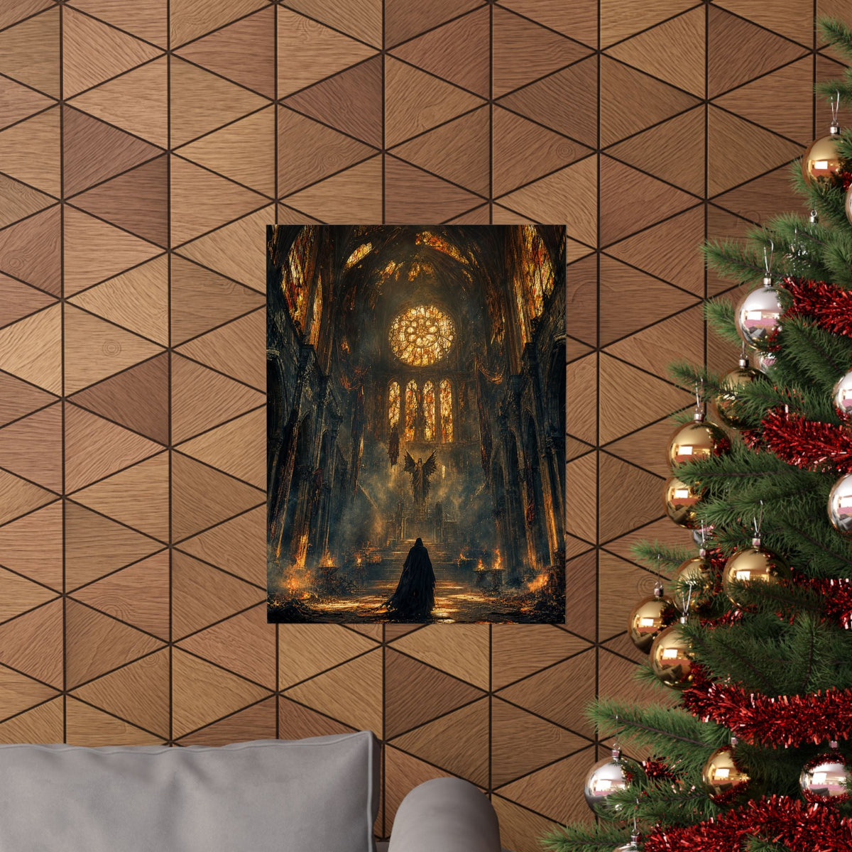 Cursed Cathedral With Broken Stained Glass - Dark Fantasy Art Print (Matte Poster) - Moikas