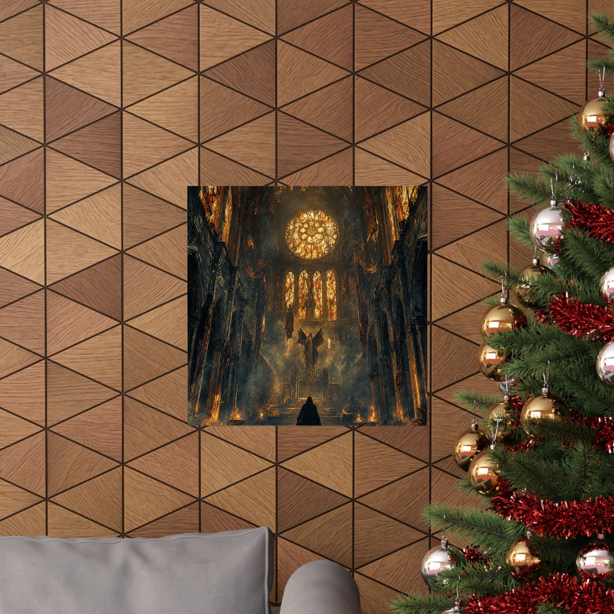 Cursed Cathedral With Broken Stained Glass - Dark Fantasy Art Print (Matte Poster) - Moikas