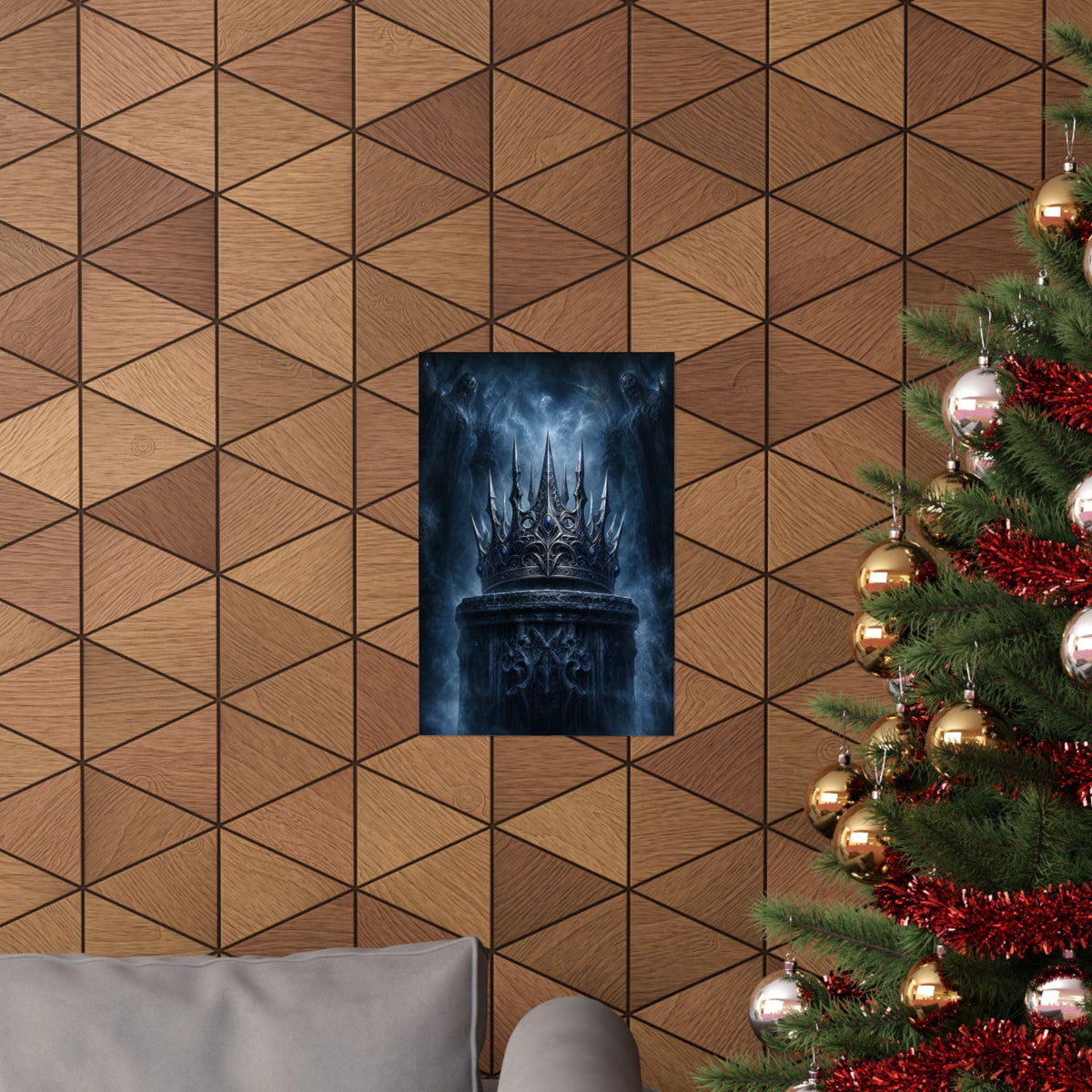 Cursed Crown On Pedestal - Dark Fantasy Art Print (Matte Poster) - Moikas