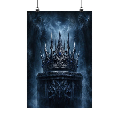 Cursed Crown On Pedestal - Dark Fantasy Art Print (Matte Poster) - Moikas