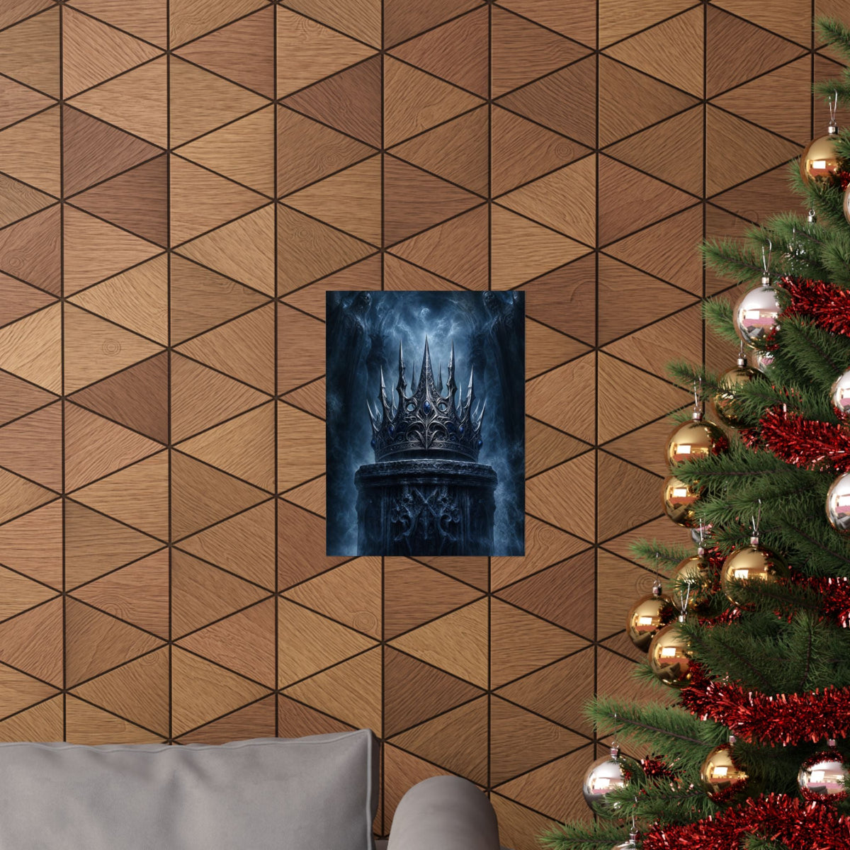 Cursed Crown On Pedestal - Dark Fantasy Art Print (Matte Poster) - Moikas