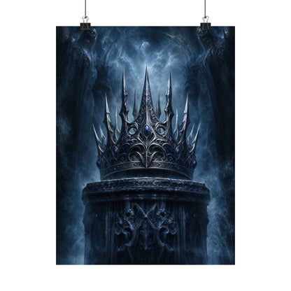 Cursed Crown On Pedestal - Dark Fantasy Art Print (Matte Poster) - Moikas