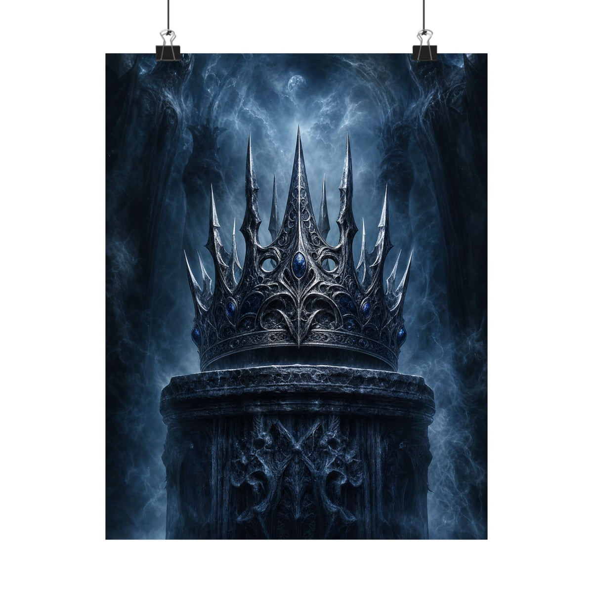 Cursed Crown On Pedestal - Dark Fantasy Art Print (Matte Poster) - Moikas