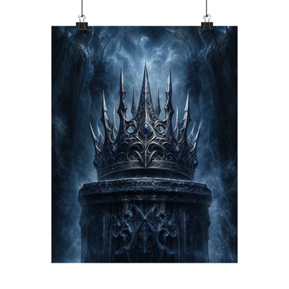 Cursed Crown On Pedestal - Dark Fantasy Art Print (Matte Poster) - Moikas