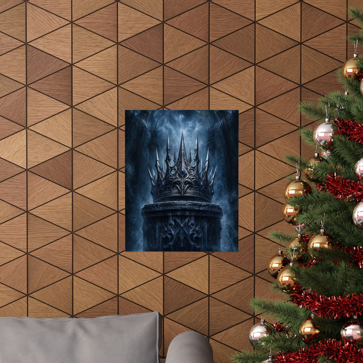 Cursed Crown On Pedestal - Dark Fantasy Art Print (Matte Poster) - Moikas