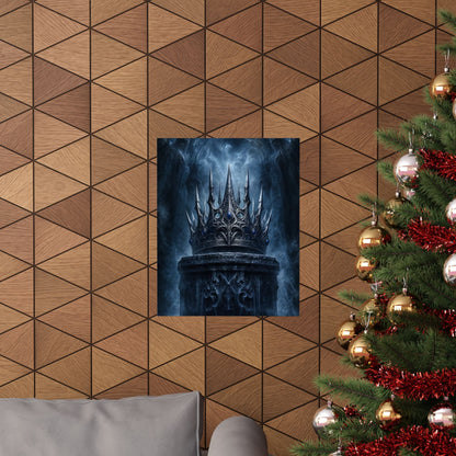 Cursed Crown On Pedestal - Dark Fantasy Art Print (Matte Poster) - Moikas