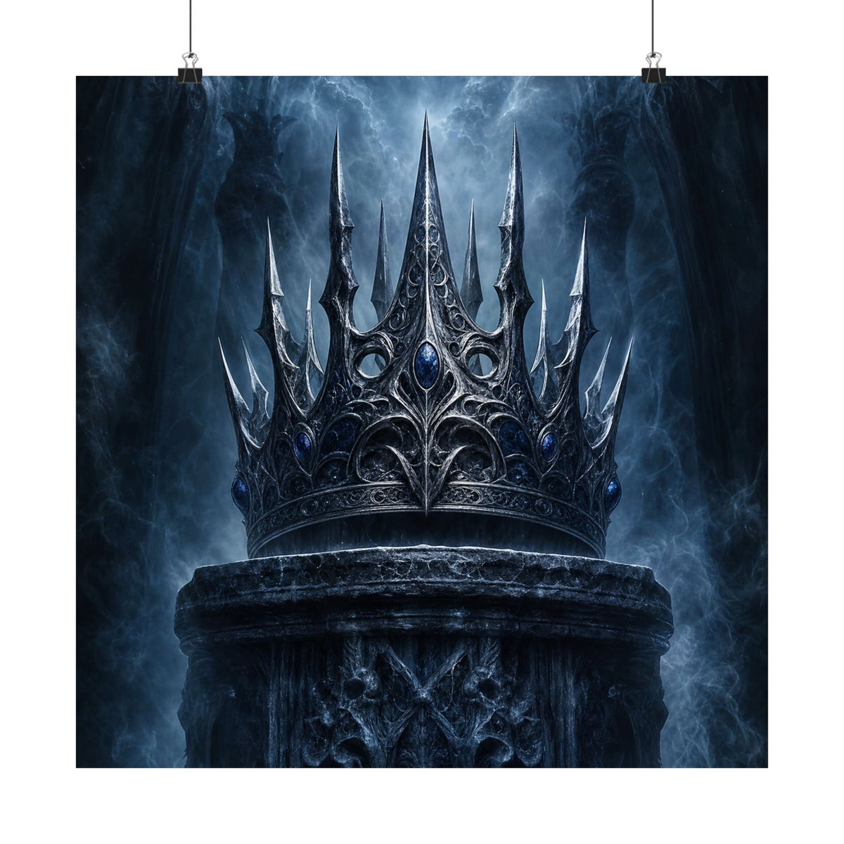 Cursed Crown On Pedestal - Dark Fantasy Art Print (Matte Poster) - Moikas