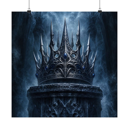 Cursed Crown On Pedestal - Dark Fantasy Art Print (Matte Poster) - Moikas