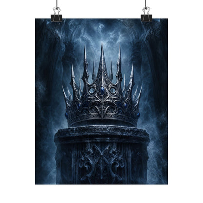 Cursed Crown On Pedestal - Dark Fantasy Art Print (Matte Poster) - Moikas