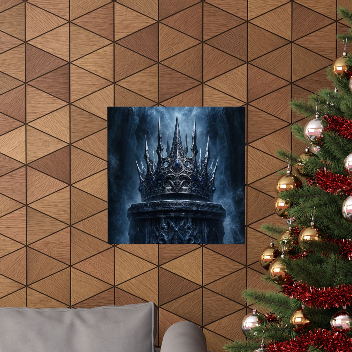 Cursed Crown On Pedestal - Dark Fantasy Art Print (Matte Poster) - Moikas