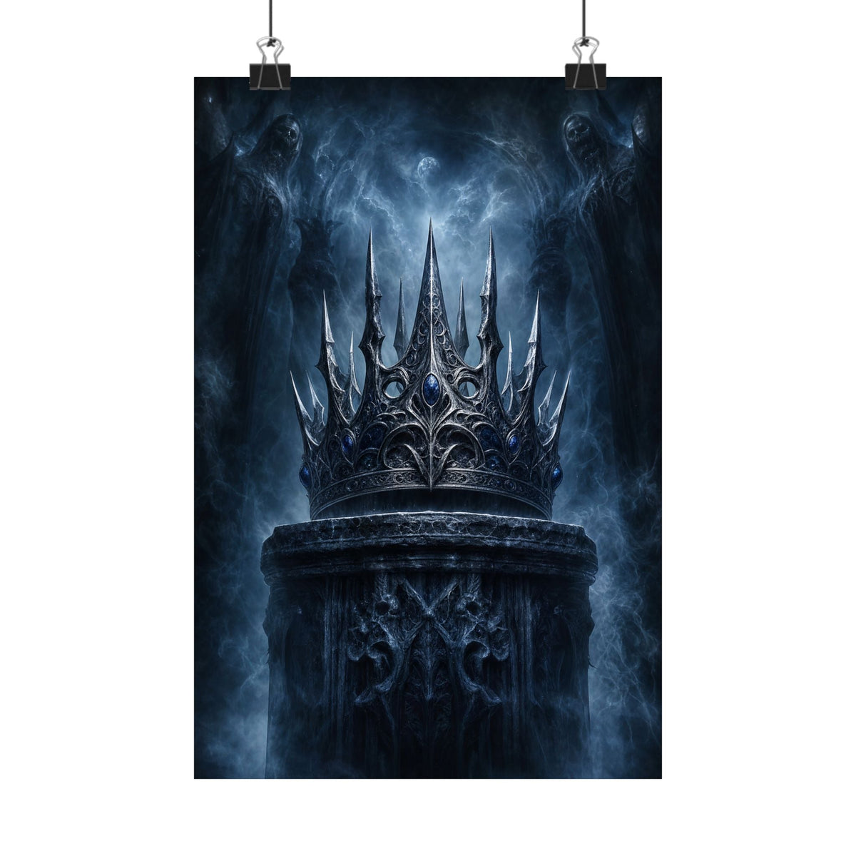 Cursed Crown On Pedestal - Dark Fantasy Art Print (Matte Poster) - Moikas