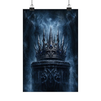 Cursed Crown On Pedestal - Dark Fantasy Art Print (Matte Poster) - Moikas