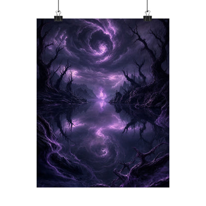 Cursed Mirror Lake - Dark Fantasy Art Print (Matte Poster) - Moikas