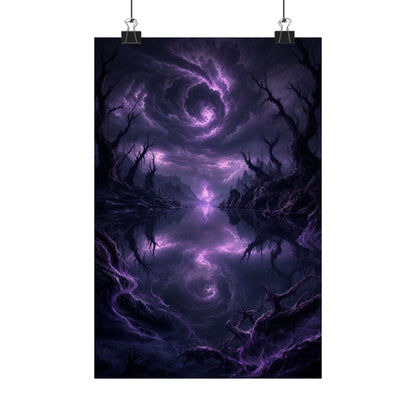 Cursed Mirror Lake - Dark Fantasy Art Print (Matte Poster) - Moikas