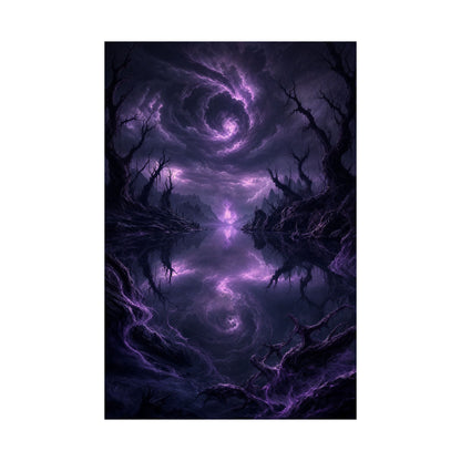 Cursed Mirror Lake - Dark Fantasy Art Print (Matte Poster) - Moikas