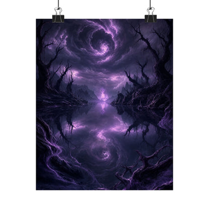 Cursed Mirror Lake - Dark Fantasy Art Print (Matte Poster) - Moikas