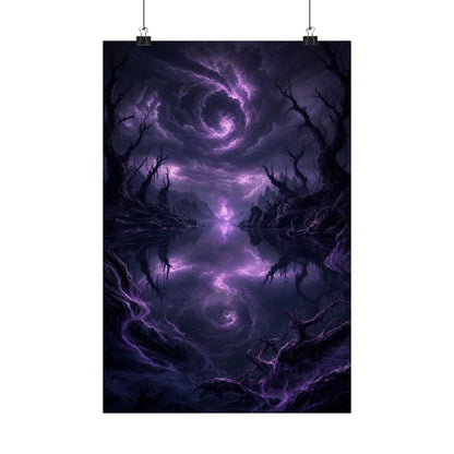 Cursed Mirror Lake - Dark Fantasy Art Print (Matte Poster) - Moikas