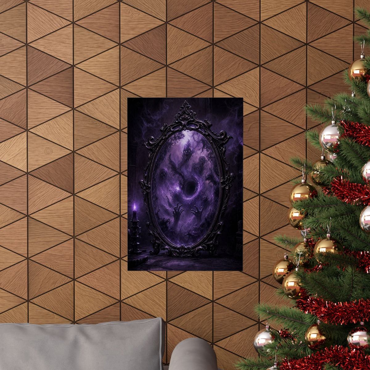 Cursed Mirror Reflecting Horrors - Dark Fantasy Art Print (Matte Poster) - Moikas