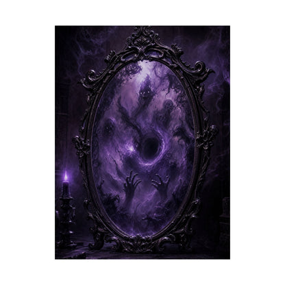 Cursed Mirror Reflecting Horrors - Dark Fantasy Art Print (Matte Poster) - Moikas