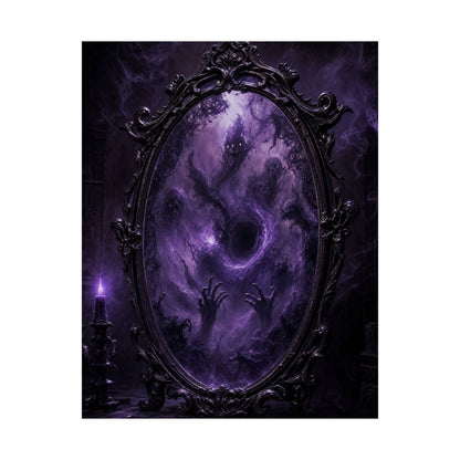Cursed Mirror Reflecting Horrors - Dark Fantasy Art Print (Matte Poster) - Moikas