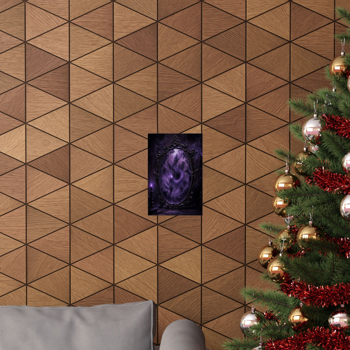 Cursed Mirror Reflecting Horrors - Dark Fantasy Art Print (Matte Poster) - Moikas