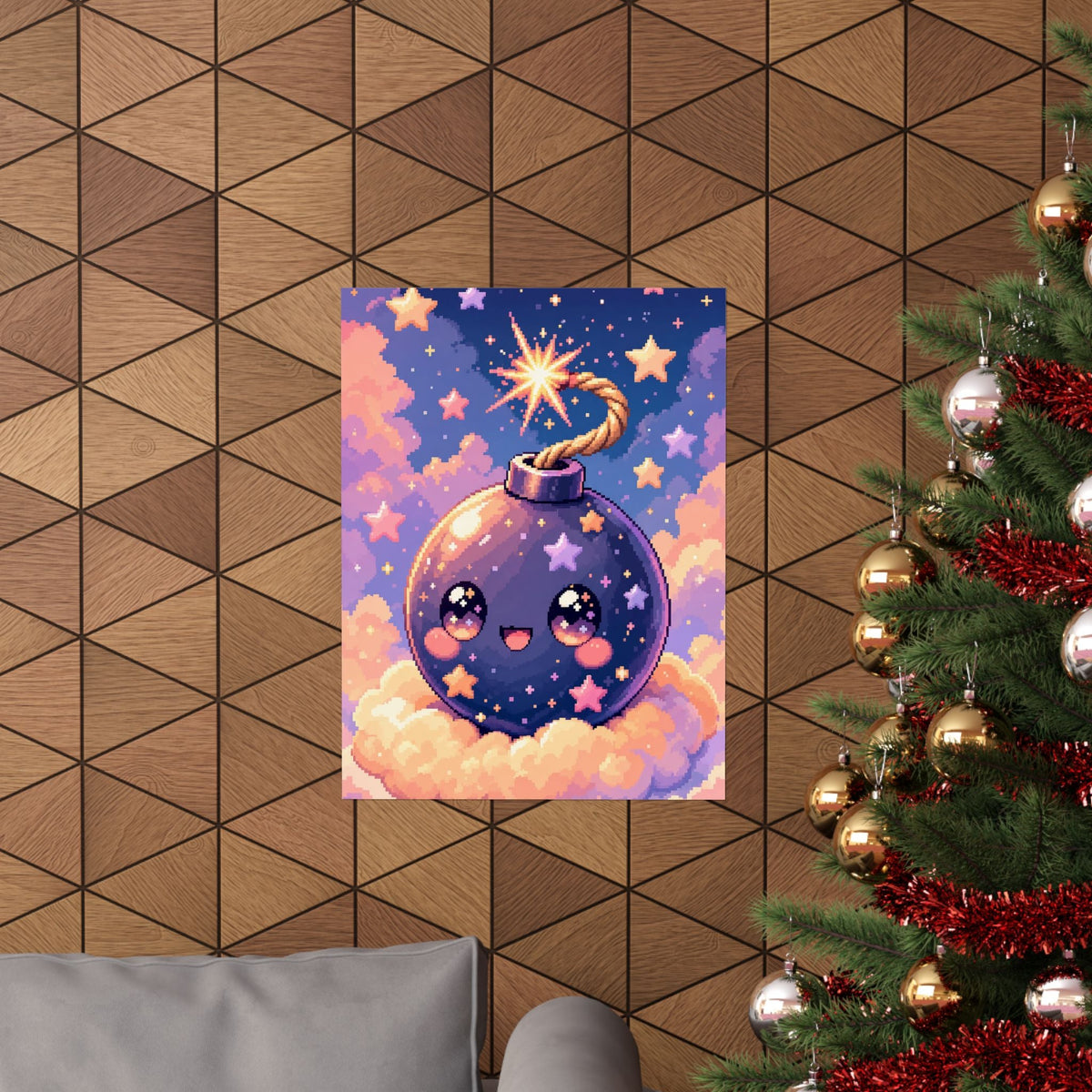 Cute Bomb Character With Fuse - Kawaii Gaming Art Print (Matte Poster) - Moikas