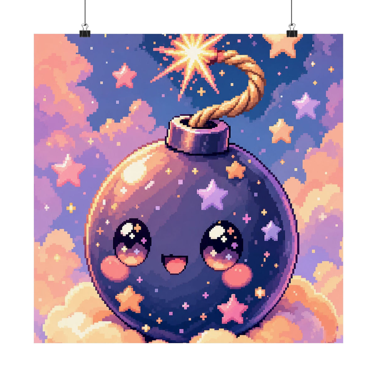 Cute Bomb Character With Fuse - Kawaii Gaming Art Print (Matte Poster) - Moikas