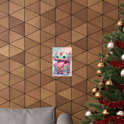 Cute Chest Monster With Tongue - Kawaii Gaming Art Print (Matte Poster) - Moikas