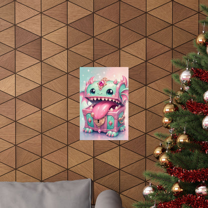 Cute Chest Monster With Tongue - Kawaii Gaming Art Print (Matte Poster) - Moikas