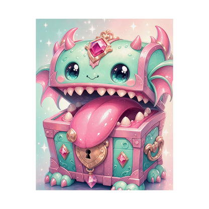 Cute Chest Monster With Tongue - Kawaii Gaming Art Print (Matte Poster) - Moikas