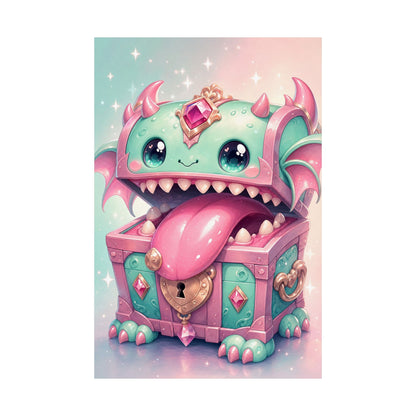 Cute Chest Monster With Tongue - Kawaii Gaming Art Print (Matte Poster) - Moikas
