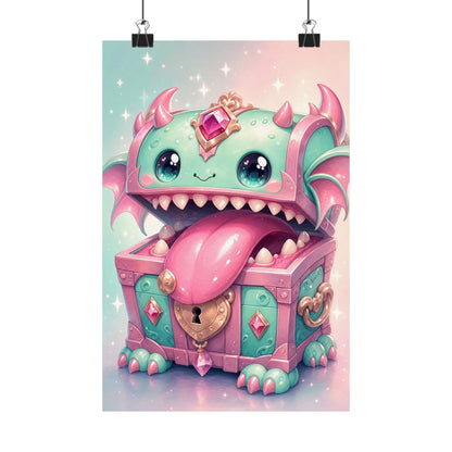 Cute Chest Monster With Tongue - Kawaii Gaming Art Print (Matte Poster) - Moikas