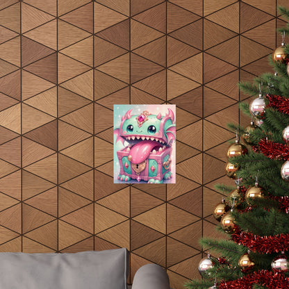 Cute Chest Monster With Tongue - Kawaii Gaming Art Print (Matte Poster) - Moikas