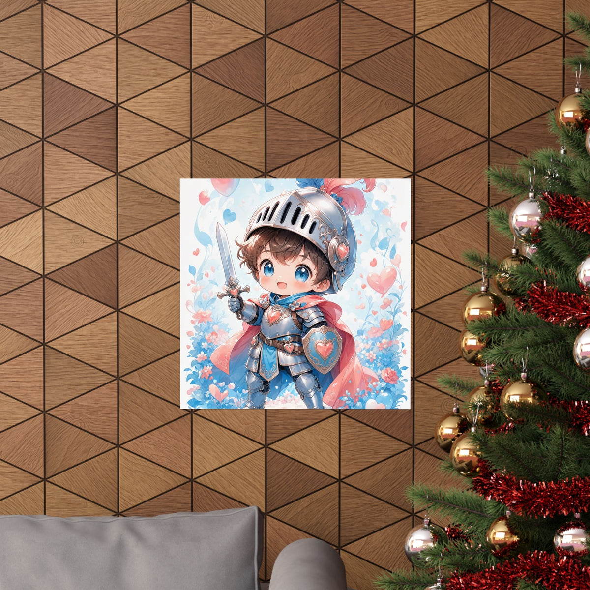 Cute Chibi Knight With Tiny Sword - Kawaii Gaming Art Print (Matte Poster) - Moikas