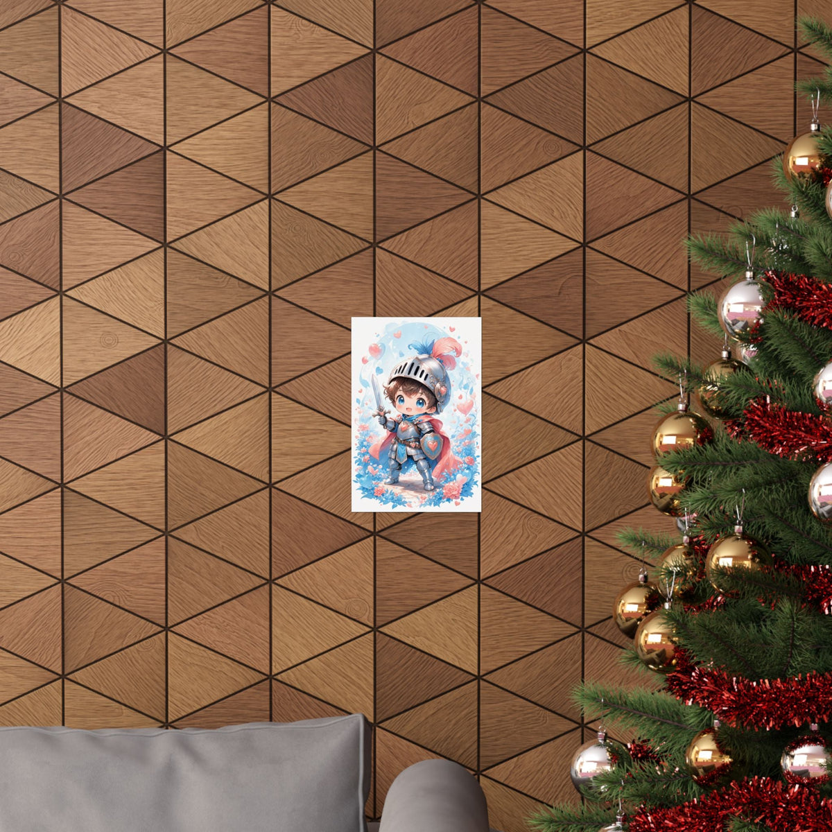 Cute Chibi Knight With Tiny Sword - Kawaii Gaming Art Print (Matte Poster) - Moikas