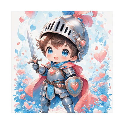 Cute Chibi Knight With Tiny Sword - Kawaii Gaming Art Print (Matte Poster) - Moikas