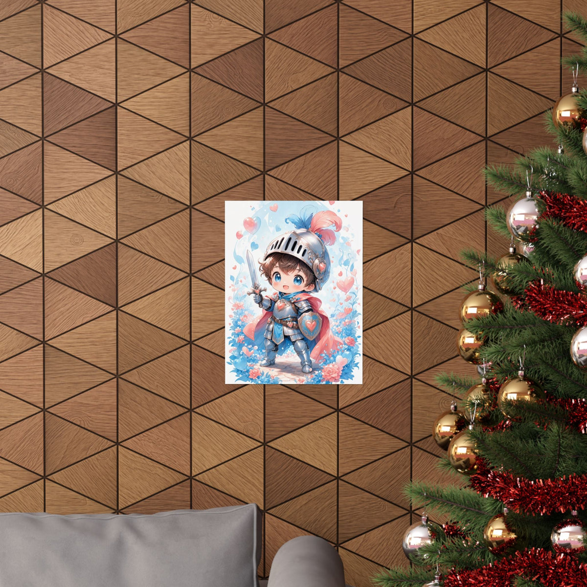 Cute Chibi Knight With Tiny Sword - Kawaii Gaming Art Print (Matte Poster) - Moikas