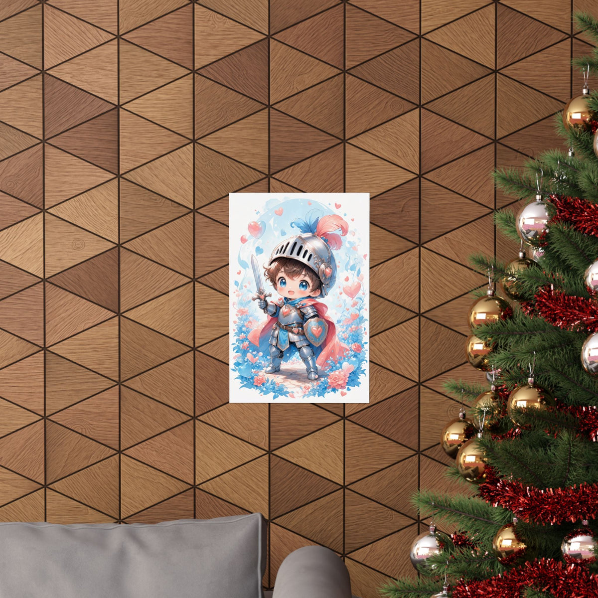 Cute Chibi Knight With Tiny Sword - Kawaii Gaming Art Print (Matte Poster) - Moikas