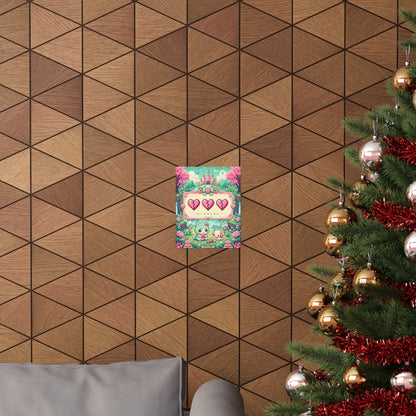 Cute Game Over Screen With Hearts - Kawaii Gaming Art Print (Matte Poster) - Moikas