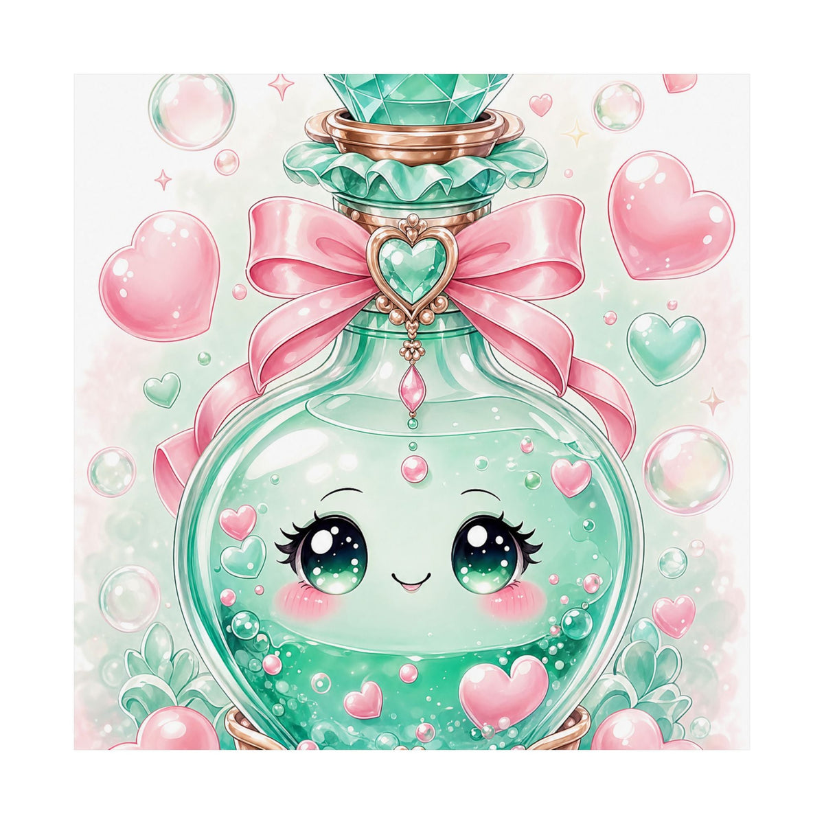 Cute Potion Bottle With Face - Kawaii Gaming Art Print (Matte Poster) - Moikas