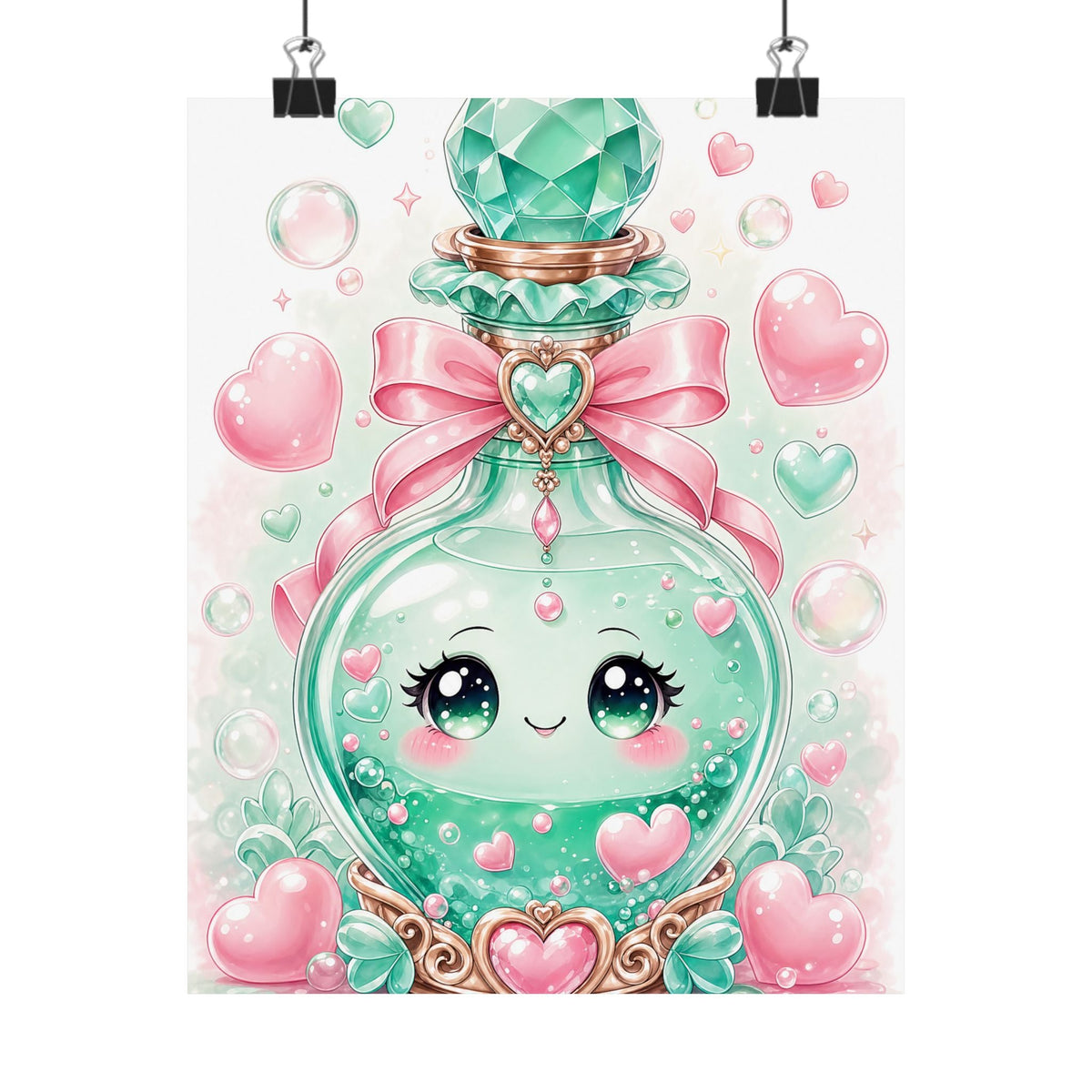 Cute Potion Bottle With Face - Kawaii Gaming Art Print (Matte Poster) - Moikas