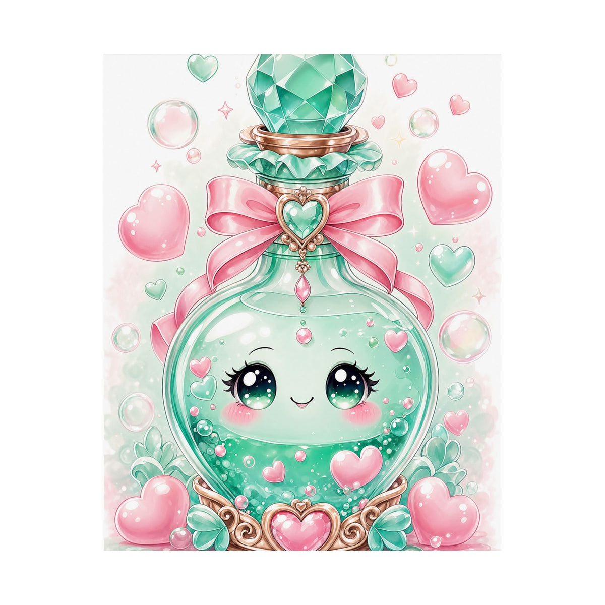 Cute Potion Bottle With Face - Kawaii Gaming Art Print (Matte Poster) - Moikas