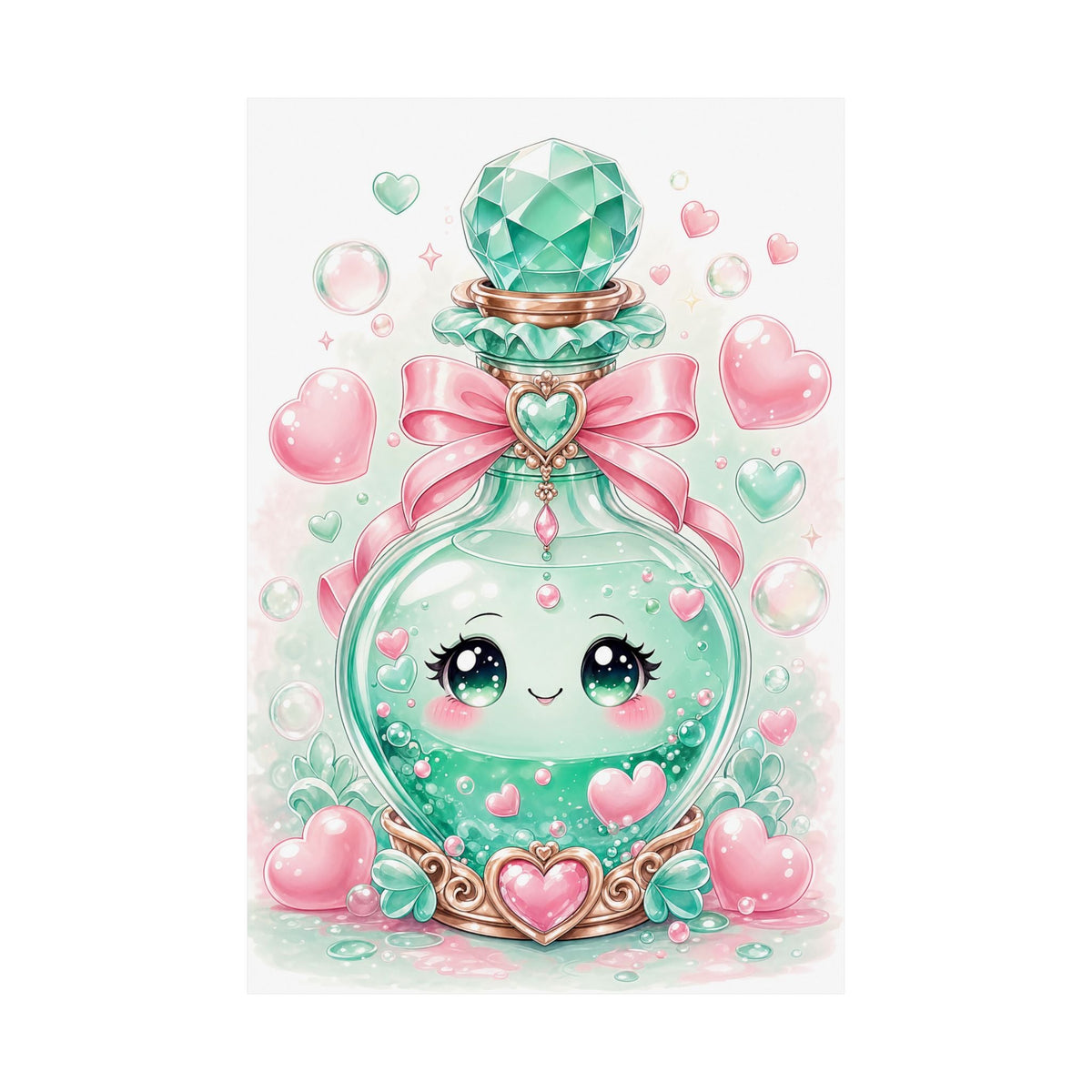 Cute Potion Bottle With Face - Kawaii Gaming Art Print (Matte Poster) - Moikas