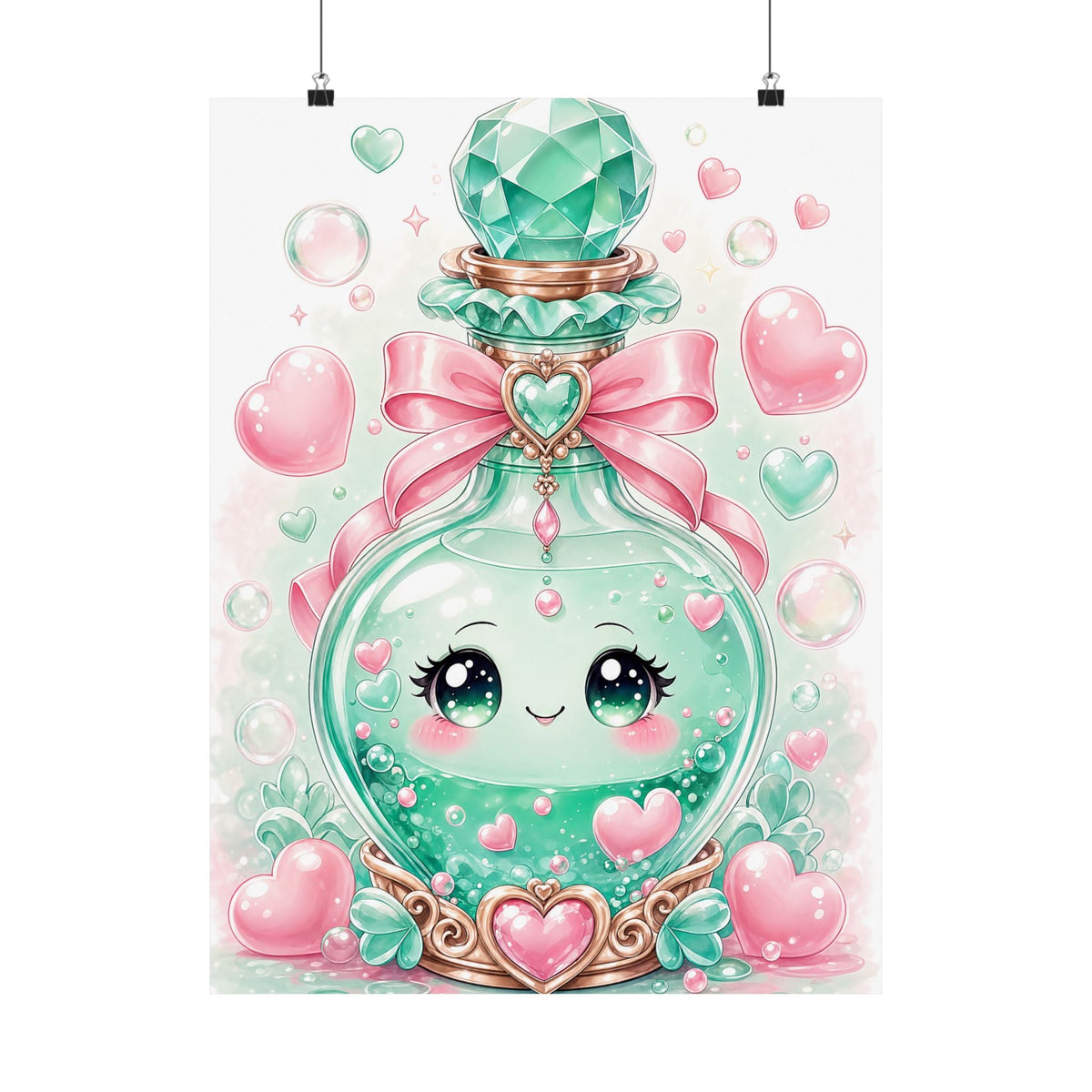 Cute Potion Bottle With Face - Kawaii Gaming Art Print (Matte Poster) - Moikas
